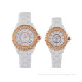 Sapphire Glass Ceramic Chronograph Watch For Man, Woman, Lover With Gold Ring Surface